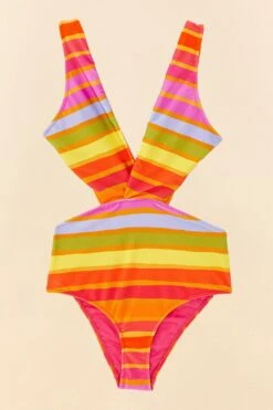 Farm Rio Shiny Stripes One Piece Swimsuit 13 Farm Rio Shiny Stripes One Piece Swimsuit -Farm Rio Dress Shop 307149 06