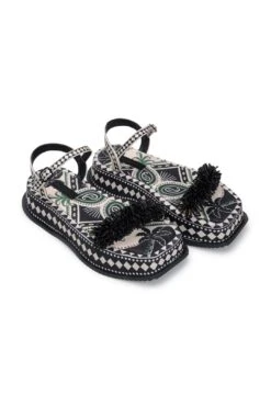 Farm Rio Black Shiny Platform Sandal