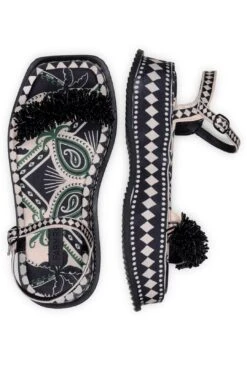 Farm Rio Black Shiny Platform Sandal -Farm Rio Dress Shop 307585 04