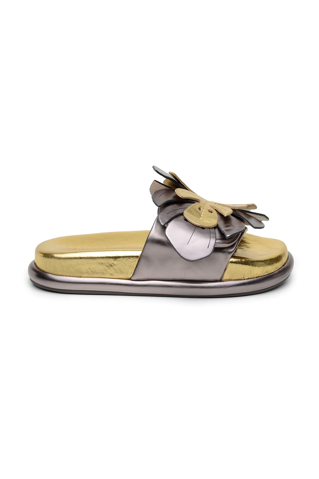 Farm Rio Golden Monstera Anatomic Slide Sandal 4 Farm Rio Golden Monstera Anatomic Slide Sandal - Image 2