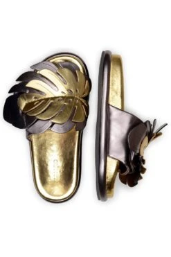 Farm Rio Golden Monstera Anatomic Slide Sandal 9 Farm Rio Golden Monstera Anatomic Slide Sandal -Farm Rio Dress Shop 307678 04