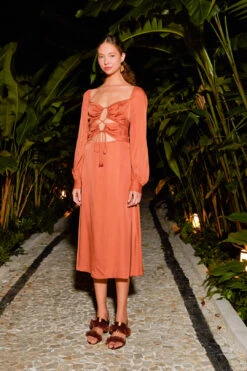 Farm Rio Caramel Cut Out Maxi Dress -Farm Rio Dress Shop 308183 04