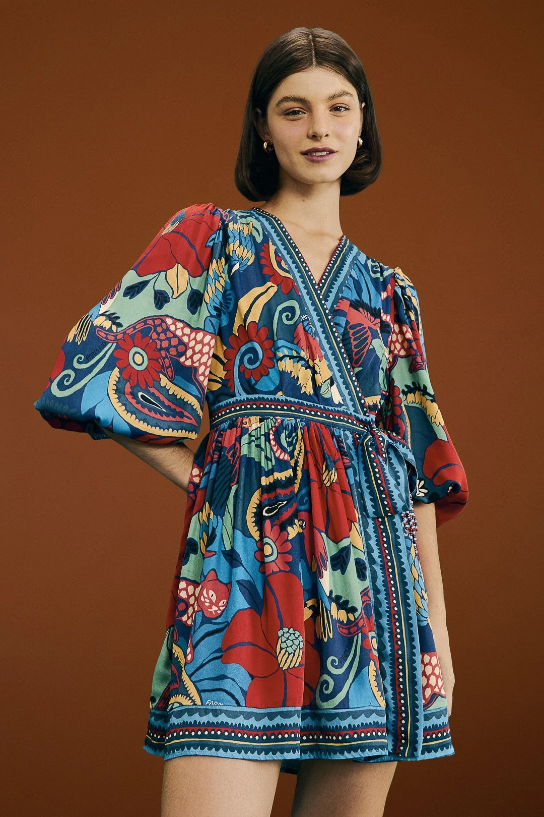 Farm Rio Blue Vintage Forest Lenzing™ Ecovero™ Viscose Mini Dress 3 Farm Rio Blue Vintage Forest Lenzing™ Ecovero™ Viscose Mini Dress