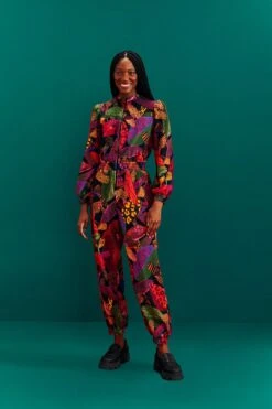 Farm Rio Leopard Mushroom French Terry Jumpsuit -Farm Rio Dress Shop 308221 02