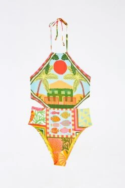 Farm Rio Beach Mixed Scarves One Piece Swimsuit -Farm Rio Dress Shop 308505 05