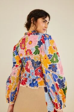 Farm Rio Sand Sunny Daisies Blouse -Farm Rio Dress Shop 309082 05