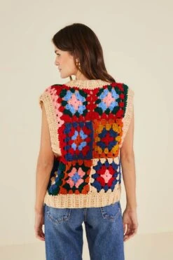 Farm Rio Multicolor Patchwork Crochet Vest 9 Farm Rio Multicolor Patchwork Crochet Vest -Farm Rio Dress Shop 309108 03