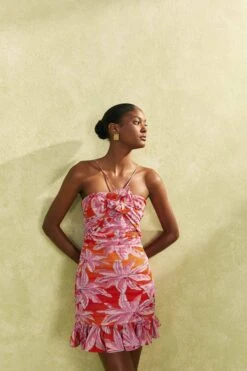 Farm Rio Red Coconut Tree Mini Dress