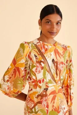 Farm Rio Sand Leopard Forest Midi Dress -Farm Rio Dress Shop 309150 03