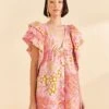 Farm Rio Pink Mixed Lobsters Organic Cotton Mini Dress -Farm Rio Dress Shop 309152 01