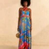 Farm Rio Blue Painted Birds Maxi Dress -Farm Rio Dress Shop 309153 01
