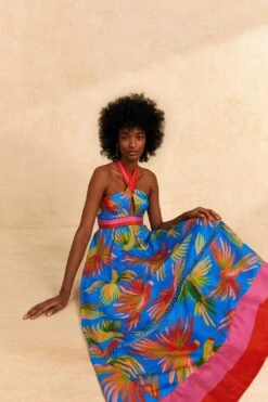 Farm Rio Blue Painted Birds Maxi Dress 9 Farm Rio Blue Painted Birds Maxi Dress -Farm Rio Dress Shop 309153 03