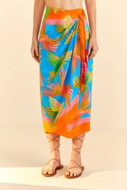 Farm Rio Painted Birds Scarf Midi Skirt -Farm Rio Dress Shop 309168 03