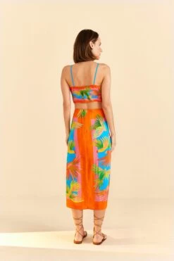 Farm Rio Painted Birds Scarf Midi Skirt -Farm Rio Dress Shop 309168 04