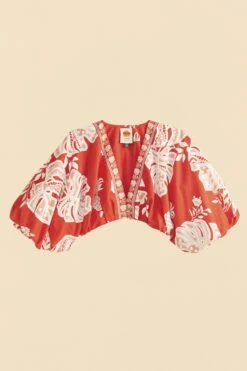 Farm Rio Red Lace Monsteras Crop Top -Farm Rio Dress Shop 309178 06