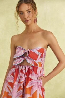 Farm Rio Red Coconut Tree Organic Cotton Midi Dress 9 Farm Rio Red Coconut Tree Organic Cotton Midi Dress -Farm Rio Dress Shop 309180 03