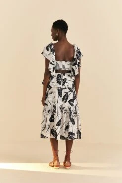 Farm Rio Off-White Graphic Leaves Midi Dress 10 Farm Rio Off-White Graphic Leaves Midi Dress -Farm Rio Dress Shop 309181 03