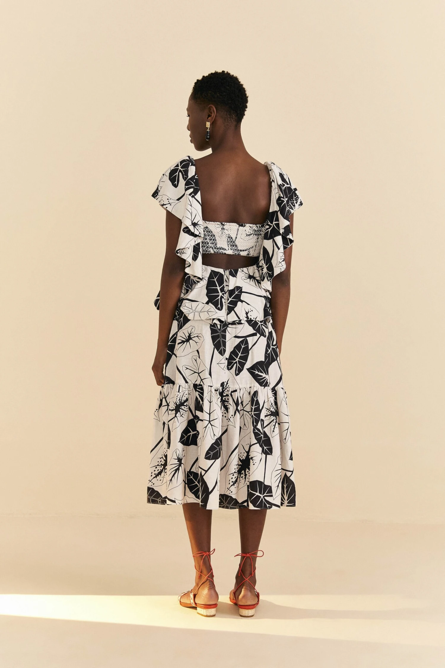 Farm Rio Off-White Graphic Leaves Midi Dress 6 Farm Rio Off-White Graphic Leaves Midi Dress - Image 4