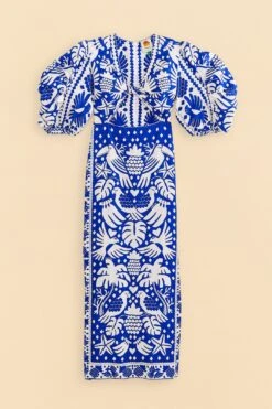 Farm Rio Navy Blue Jungle Scarf Midi Dress -Farm Rio Dress Shop 309189 07