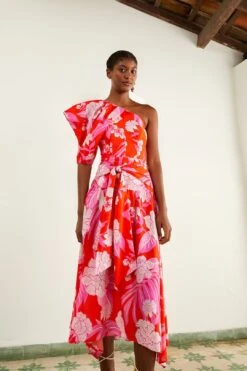 Farm Rio Red Dewdrop Floral Midi Dress -Farm Rio Dress Shop 309194 03