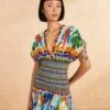Farm Rio Colorful Forest V Neck Mini Dress -Farm Rio Dress Shop 309198 01