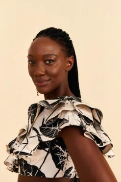 Farm Rio Off-White Graphic Leaves Organic Cotton Top -Farm Rio Dress Shop 309209 03