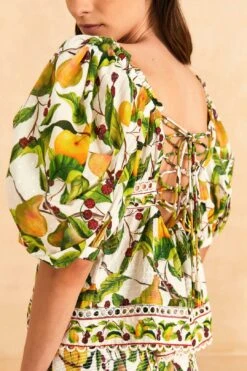 Farm Rio Off-White Fruit Orchard Blouse -Farm Rio Dress Shop 309214 03