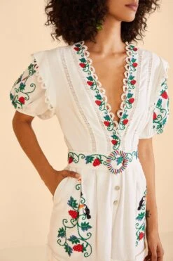 Farm Rio Cross Stitch Toucan Embroidered Romper -Farm Rio Dress Shop 309230 03