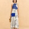 Farm Rio Navy Blue Embroidered Jungle Scarf Maxi Dress -Farm Rio Dress Shop 309237 01