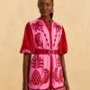 Farm Rio Red Jungle Scarf Cutwork Mini Dress 2 Farm Rio Red Jungle Scarf Cutwork Mini Dress -Farm Rio Dress Shop 309239 01