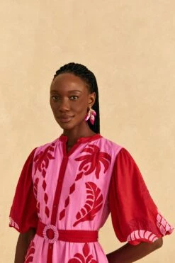 Farm Rio Red Jungle Scarf Cutwork Mini Dress -Farm Rio Dress Shop 309239 03