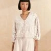Farm Rio Off-White Guipure Collar Blouse -Farm Rio Dress Shop 309240 01