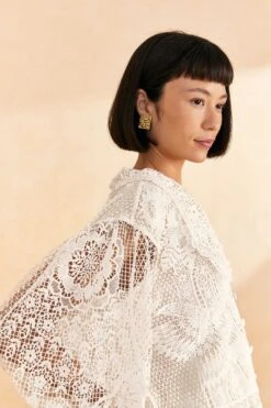 Farm Rio Off-White Guipure Collar Blouse -Farm Rio Dress Shop 309240 03