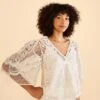Farm Rio Off-White Butterfly Guipure Blouse -Farm Rio Dress Shop 309242 01