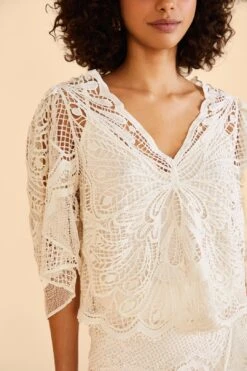 Farm Rio Off-White Butterfly Guipure Blouse 9 Farm Rio Off-White Butterfly Guipure Blouse -Farm Rio Dress Shop 309242 03