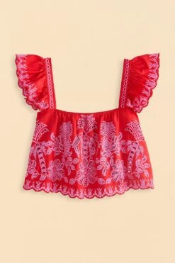 Farm Rio Red Palm Tree Richelieu Blouse -Farm Rio Dress Shop 309247 06