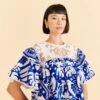 Farm Rio Navy Blue Jungle Scarf Blouse -Farm Rio Dress Shop 309249 01
