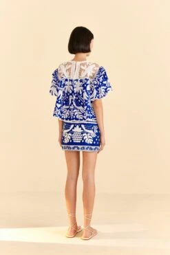 Farm Rio Navy Blue Jungle Scarf Blouse 11 Farm Rio Navy Blue Jungle Scarf Blouse -Farm Rio Dress Shop 309249 04