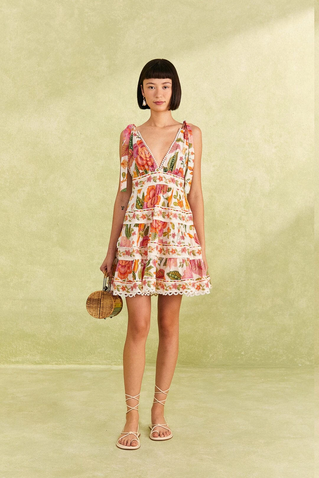 Farm Rio Off-White Macaw Bloom Mini Dress 4 Farm Rio Off-White Macaw Bloom Mini Dress - Image 2