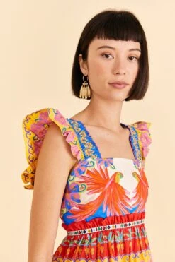 Farm Rio Off-White Vivid Garden Organic Cotton Mini Dress -Farm Rio Dress Shop 309267 03