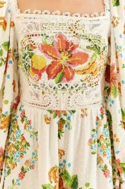 Farm Rio Off-White Tropical Romance Scarf Mini Dress -Farm Rio Dress Shop 309269 06