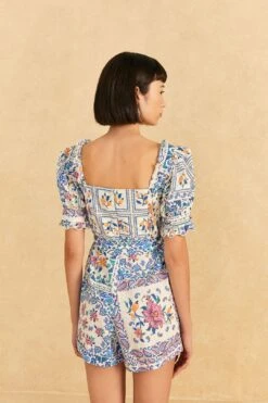 Farm Rio Off-White Romantic Bandanas Organic Cotton Romper -Farm Rio Dress Shop 309280 04