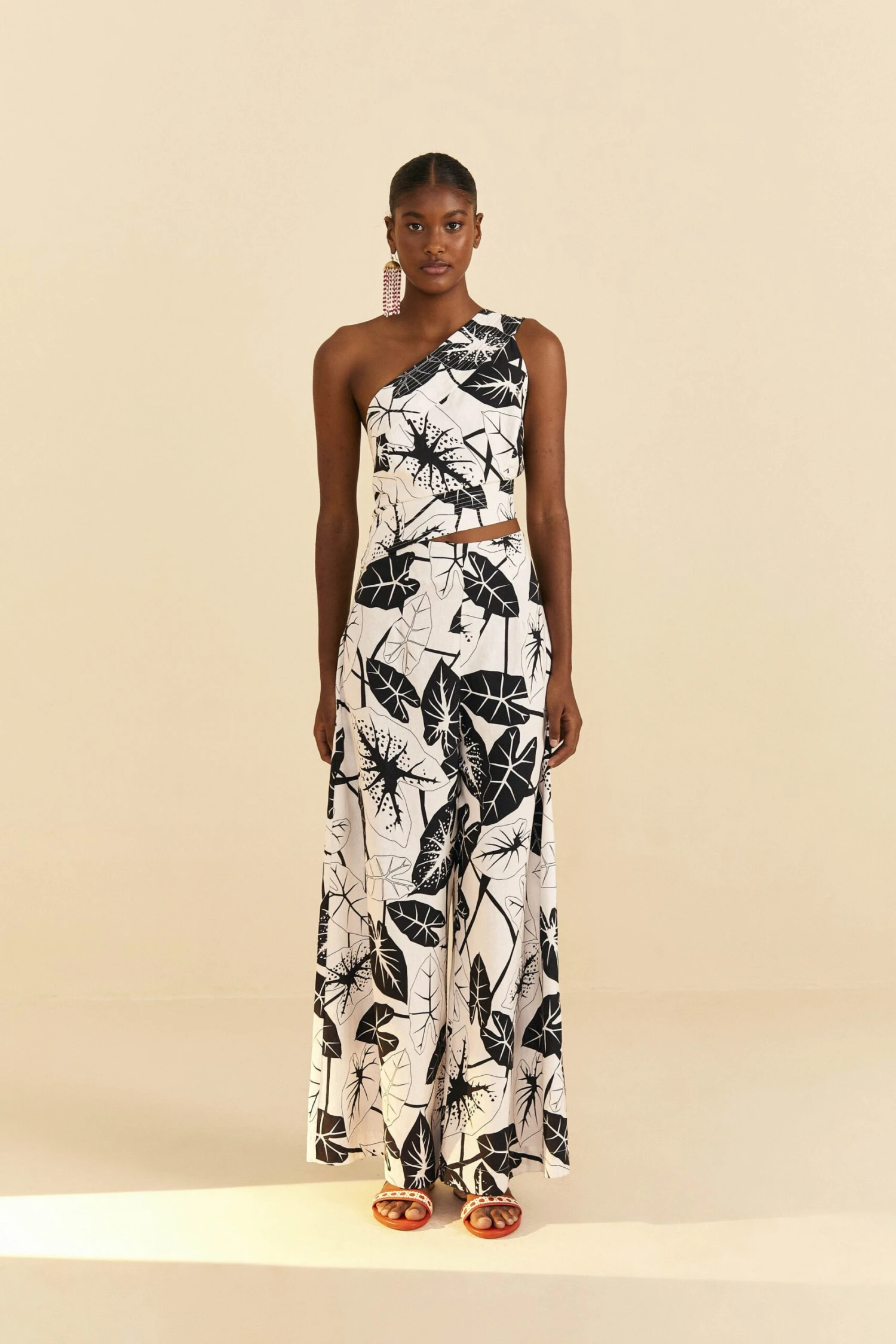 Farm Rio Off-White Graphic Leaves Jumpsuit 3 Farm Rio Off-White Graphic Leaves Jumpsuit - Image 2