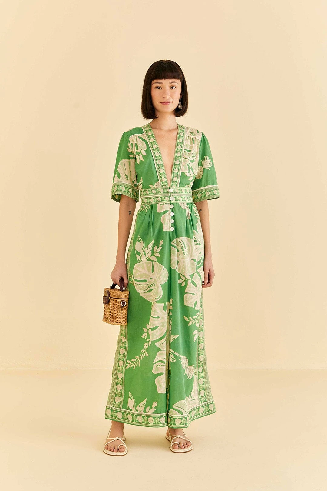 Farm Rio Green Lace Monsteras Jumpsuit 4 Farm Rio Green Lace Monsteras Jumpsuit - Image 2