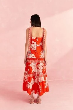 Farm Rio Red Lace Monsteras Midi Dress -Farm Rio Dress Shop 309287 04
