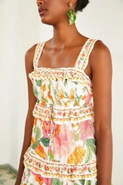 Farm Rio Off-White Macaw Bloom Midi Dress -Farm Rio Dress Shop 309302 03