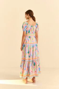 Farm Rio Pink Pastel Leaves Maxi Dress -Farm Rio Dress Shop 309308 04