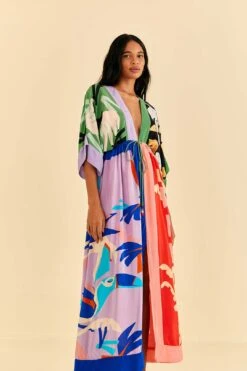 Farm Rio Brasil Bahia Scarves Midi Dress -Farm Rio Dress Shop 309309 03