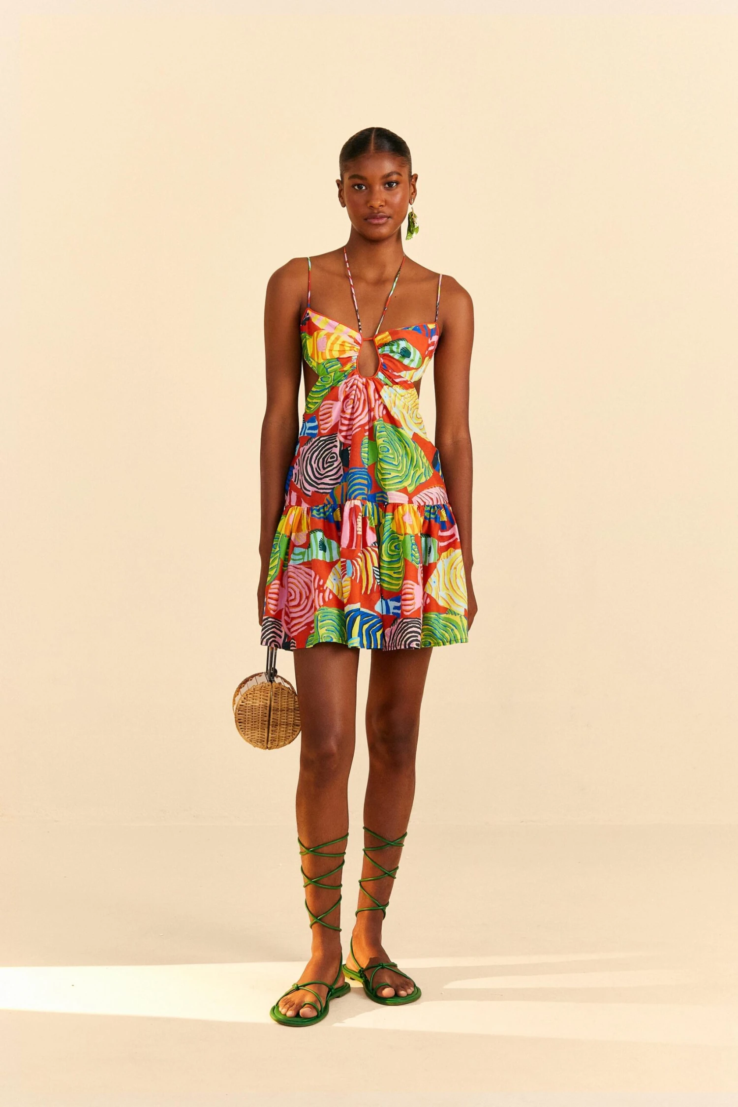 Farm Rio Red Striped Fishes Mini Dress 3 Farm Rio Red Striped Fishes Mini Dress