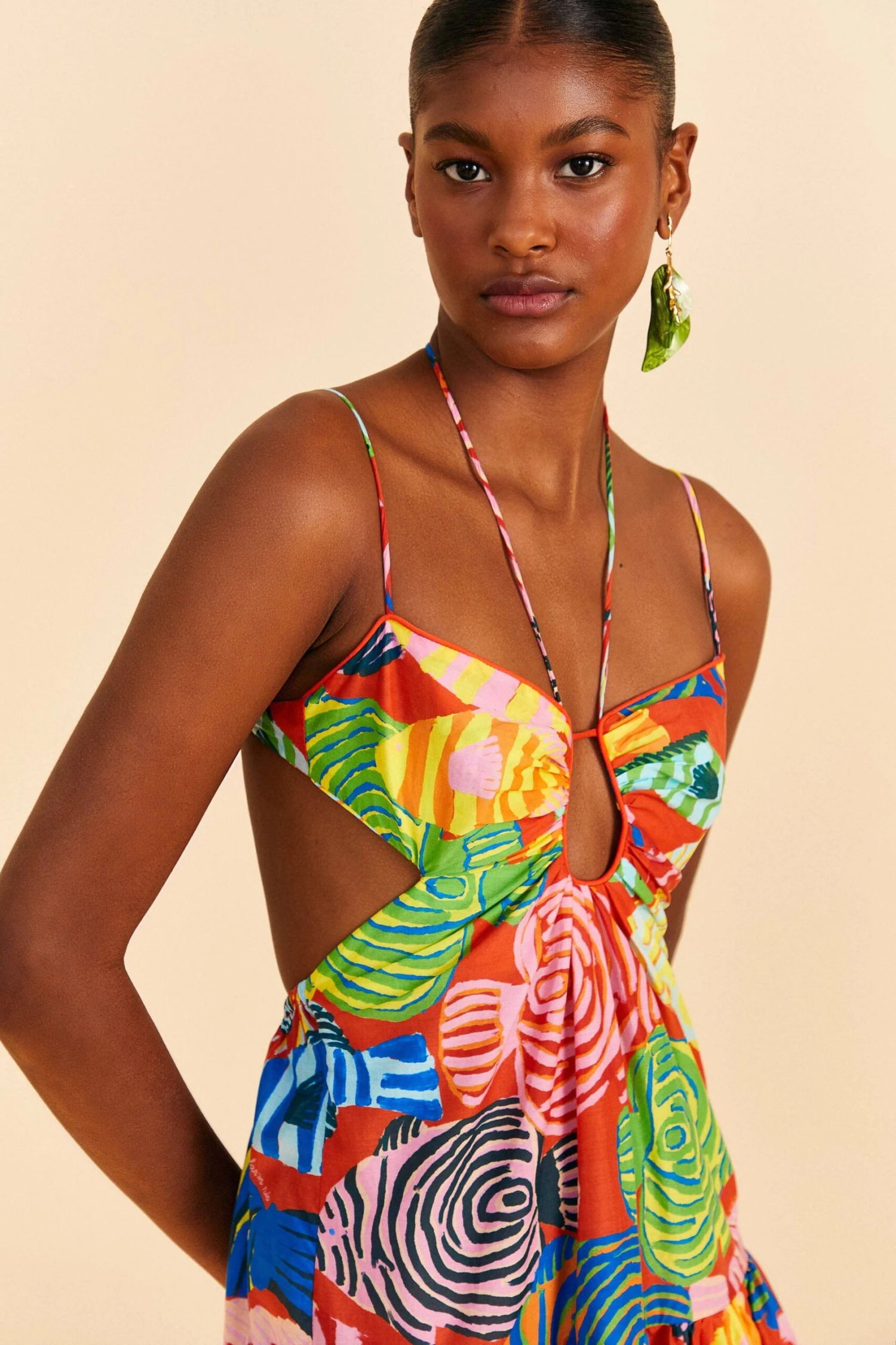 Farm Rio Red Striped Fishes Mini Dress 4 Farm Rio Red Striped Fishes Mini Dress - Image 2